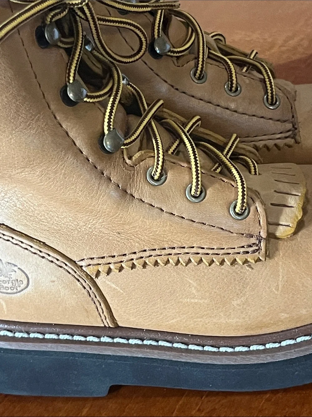Georgia Boot Kids Brown Lace-Up Rain & Snow Boots with Yellow Laces
